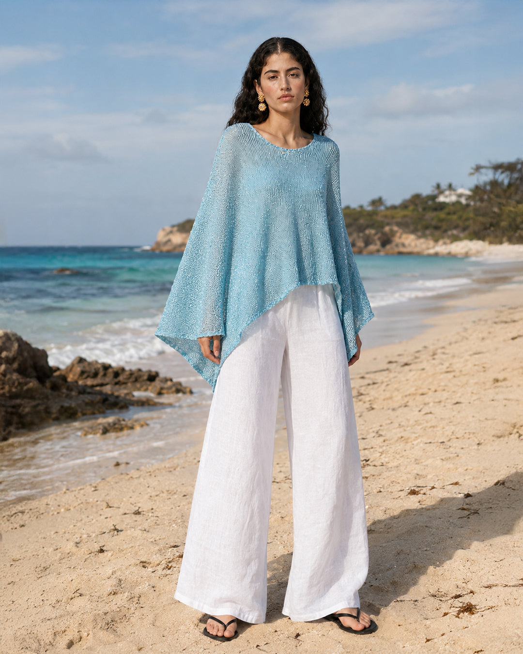 Asymmetric Poncho (Baby Blue)