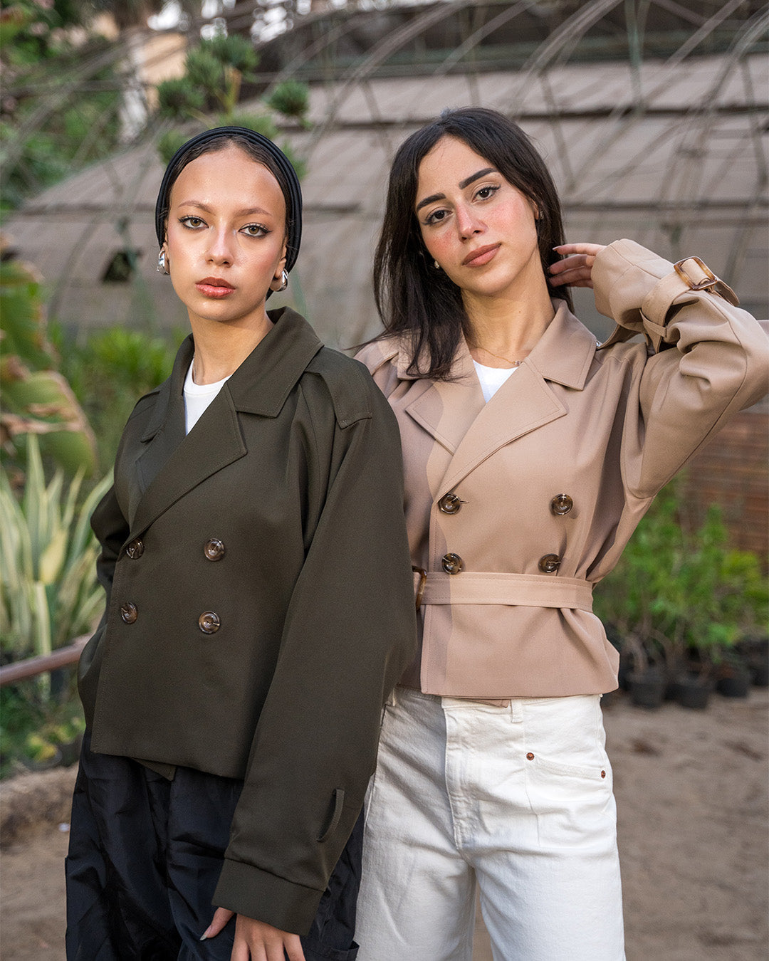 Cropped Trench Coat (Beige)