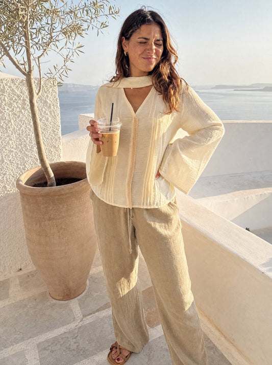 Écharpe blouse (beige braid trim)