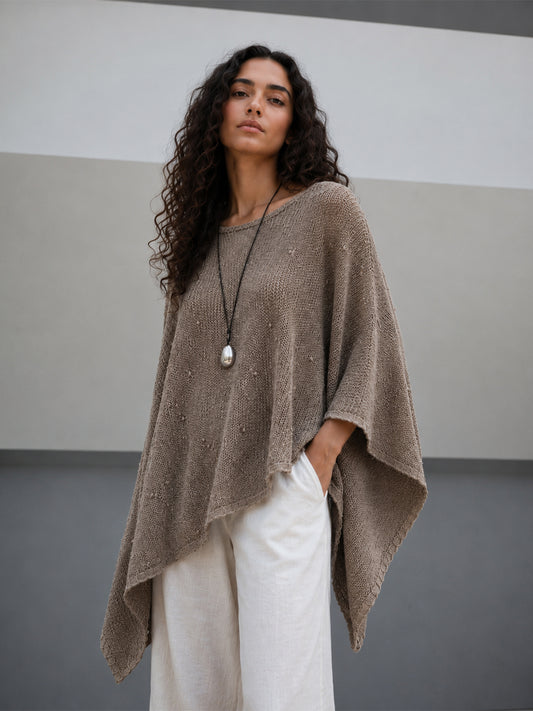 Asymmetric Poncho (Dark Beige)